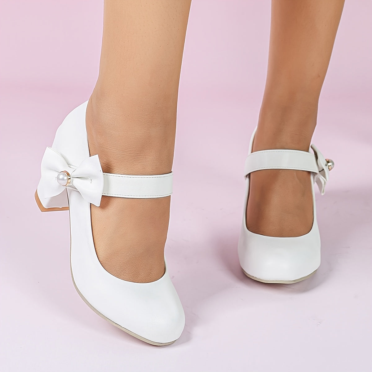 Women's Ballet Flats Faux Leather with Bow Non-Slip Sole for Wedding and Casual