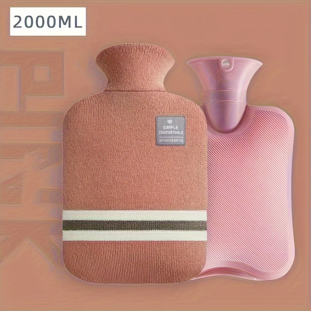 Large 2L Hot Water Bottle with Removable Knitted Cover for Neck and Shoulder Pain Relief Multiple Colors