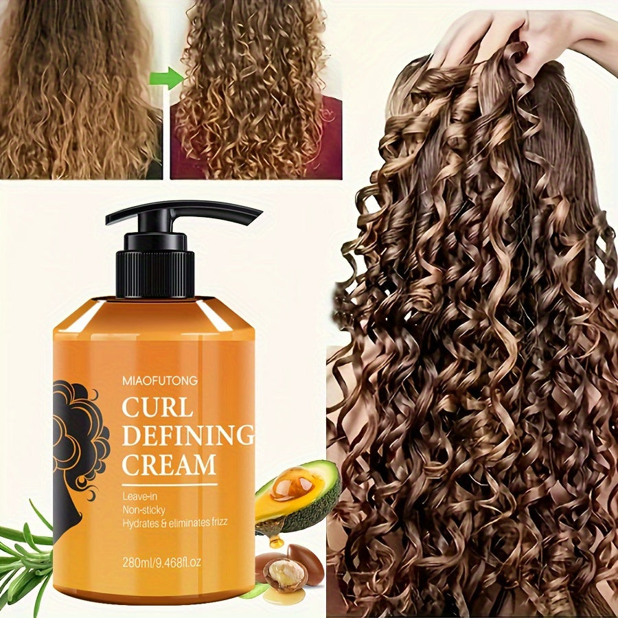 Qovurg‘a va qovurg‘ali sochlar uchun Curl Defining Cream 280ml, Argan yog‘i va Squalane bilan