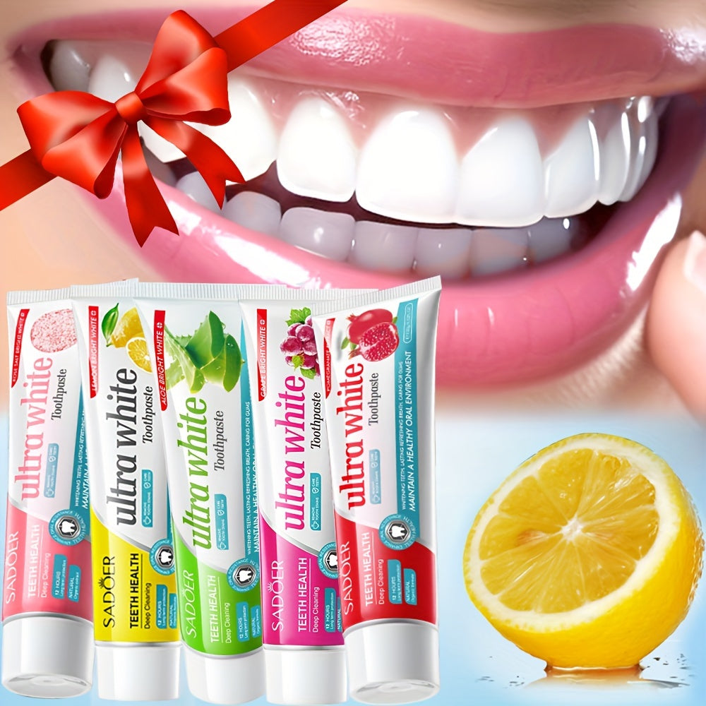 Ultra Whitening Toothpaste with Lemon Grape Rose Salt Pomegranate 100g Deep Clean Bright Smile Sensitive
