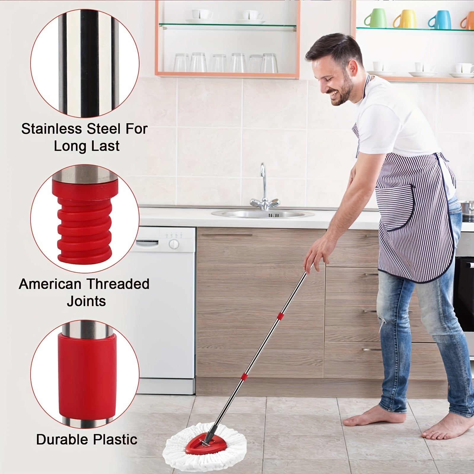 EasyWring 1-Tank System Mop Kit with Stainless Steel Handle and Spin Heads