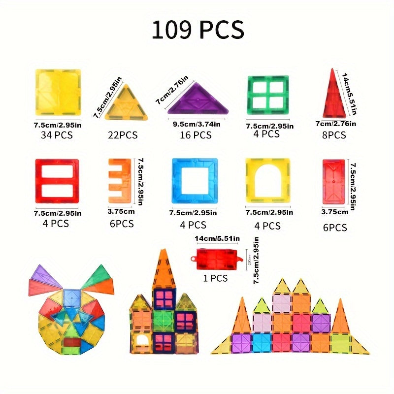 Bloques de construcción magnéticos para niños de 3+ años, colores mezclados, conjuntos de apilamiento y preescolar en ABS