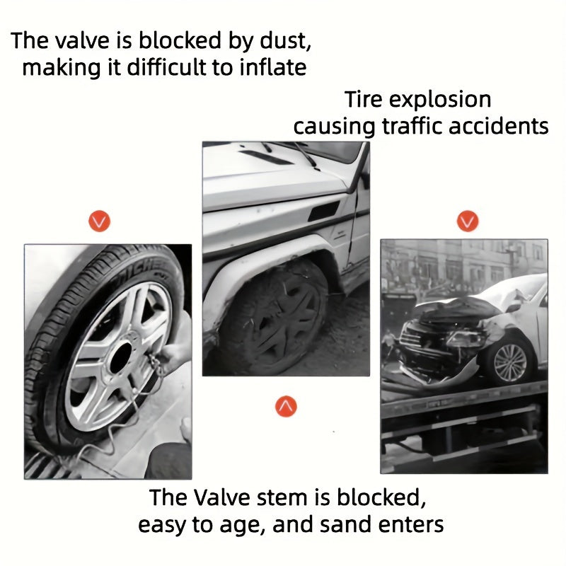 Набор из 4 алюминиевых колпачков для клапанов для автомобильных и велосипедных шин