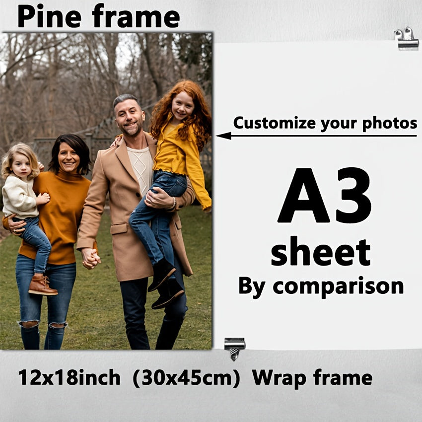 Personalized Family Photo Canvas Print Framed Wall Art for Living Room Bedroom Office