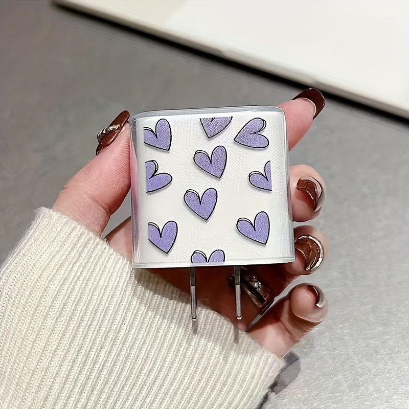 5 шт. защитных чехлов с дизайном сердца для зарядных устройств для iPhone 20W 14 Pro Max 13 12 11, кабели для данных, обертки