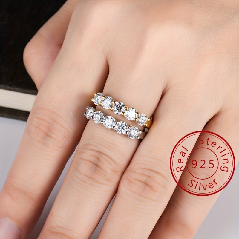 Sterling Silver Moissanite Engagement Ring 0.3CT Five Stone Wedding Jewelry