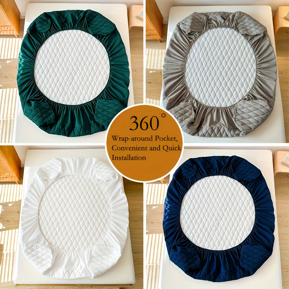 Waterproof Mattress Protector Breathable Dustproof Quilted Bed Cover in White Dark Blue Green Gray