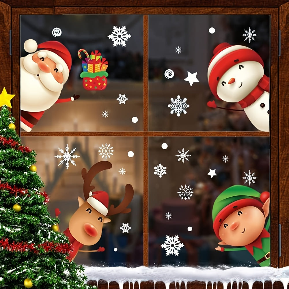 Christmas Electrostatic Window Stickers 4 Pack Vinyl Glossy Cartoon Art