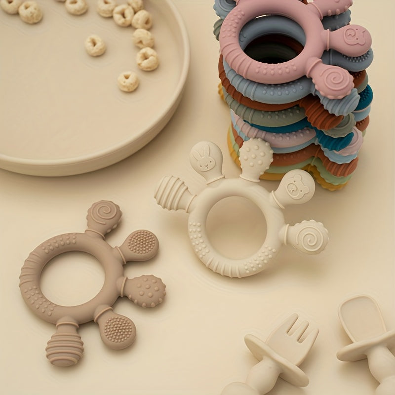 Silicone Teething Toy for Babies 0-3 Years Easy Grip Soft Chew Gift