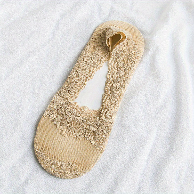 Women's Summer No-Show Socks Breathable Mesh Floral Lace Sweat-Absorbent