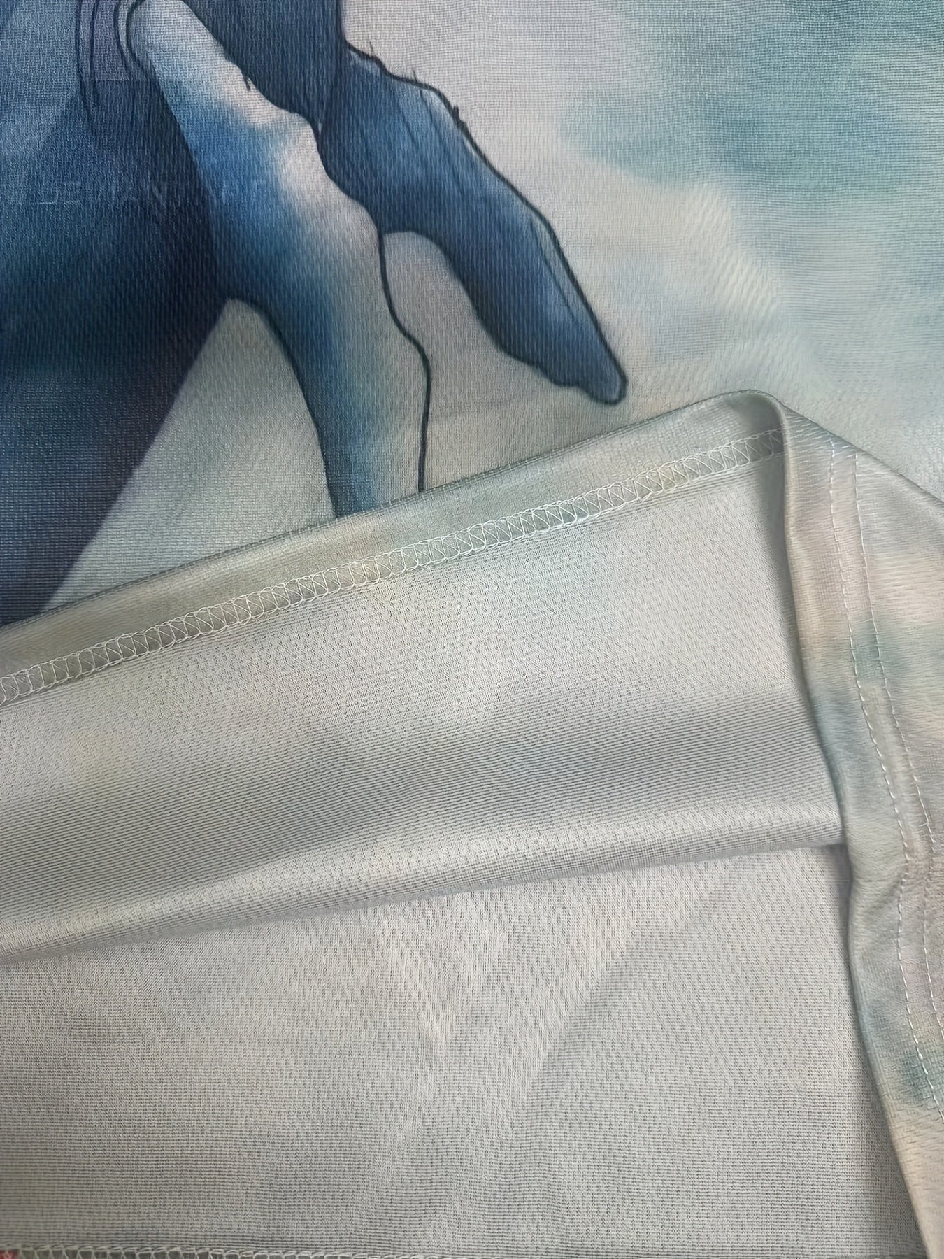 Camiseta de manga larga de poliéster para hombre de todas las estaciones con estampado de ballena geométrica y barco