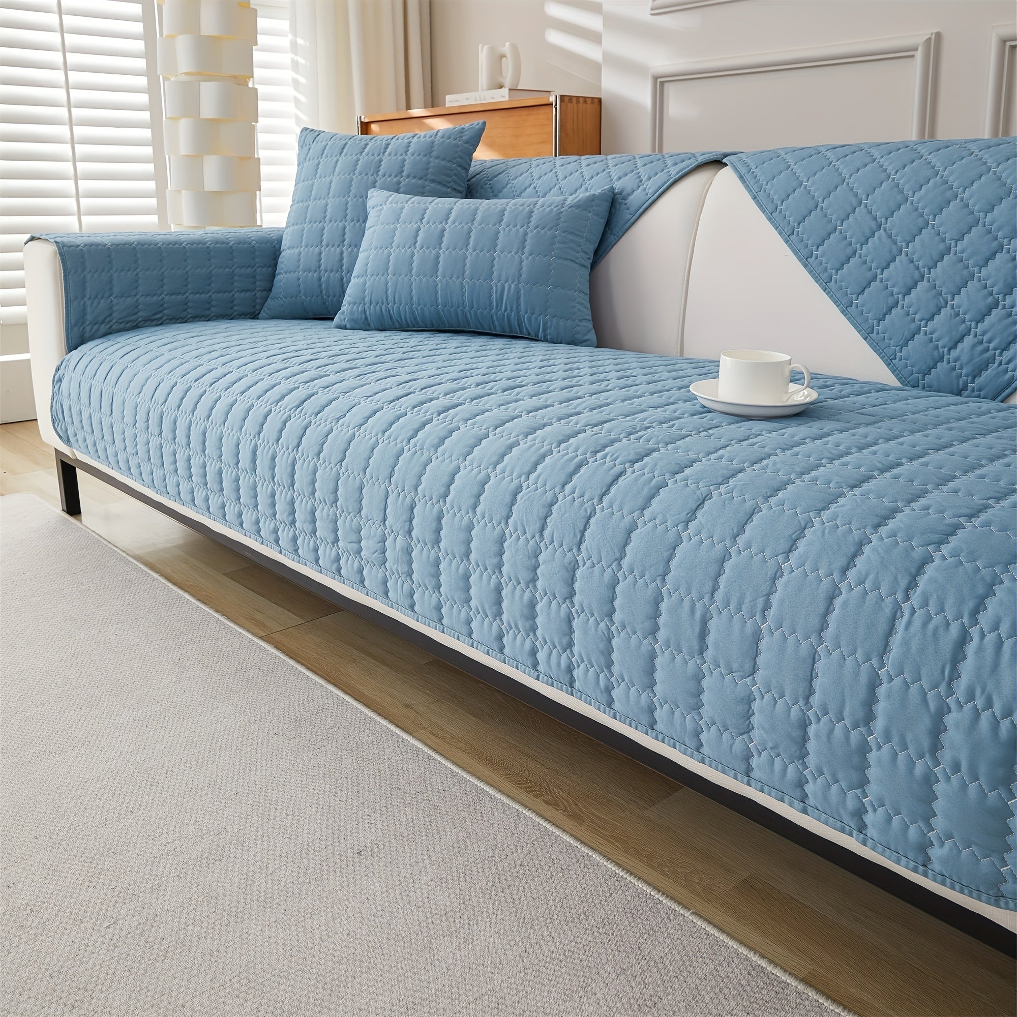 Современный минималистичный чехол для дивана в серо-бежевом ромбовидном узоре, подходит для домашних животных и стирается в машине, подходит для диванов, вмещающих от одного до четырех человек.