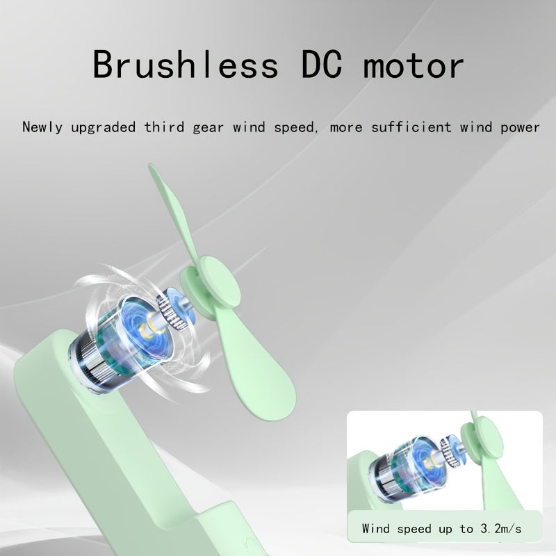 Mini Handheld Fan USB Charging 1200mAh Battery 3 Speed Portable Travel Outdoor