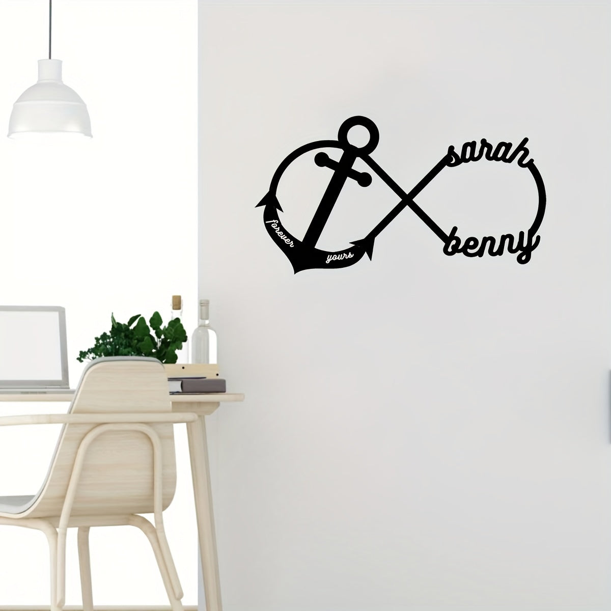 Personalized Metal Sign with Name Infinity Anchor Outdoor Decor for Valentine's Day and Weddings