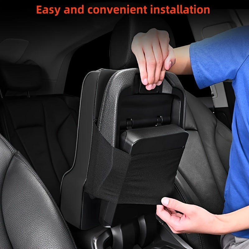 Memory Foam Car Armrest Cushion with Tissue Box Holder Black Ergonomic Support