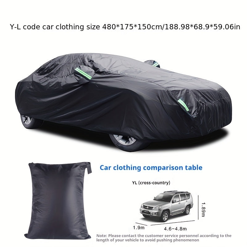 Barcha Qora Avtomobil Qopqog'i Polyester Quyoshdan Himoya Ko'zg'acha Chiziq 190T