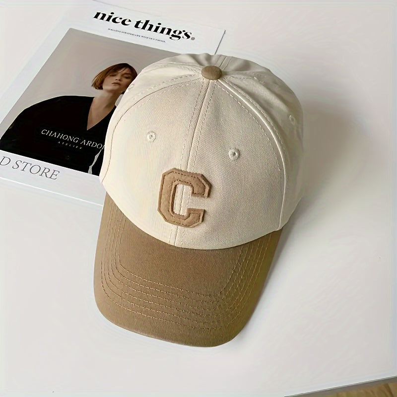 Gorra de béisbol de punto de algodón con letra C bordada, hebilla ajustable, ligera, unisex, para exteriores, estilo casual
