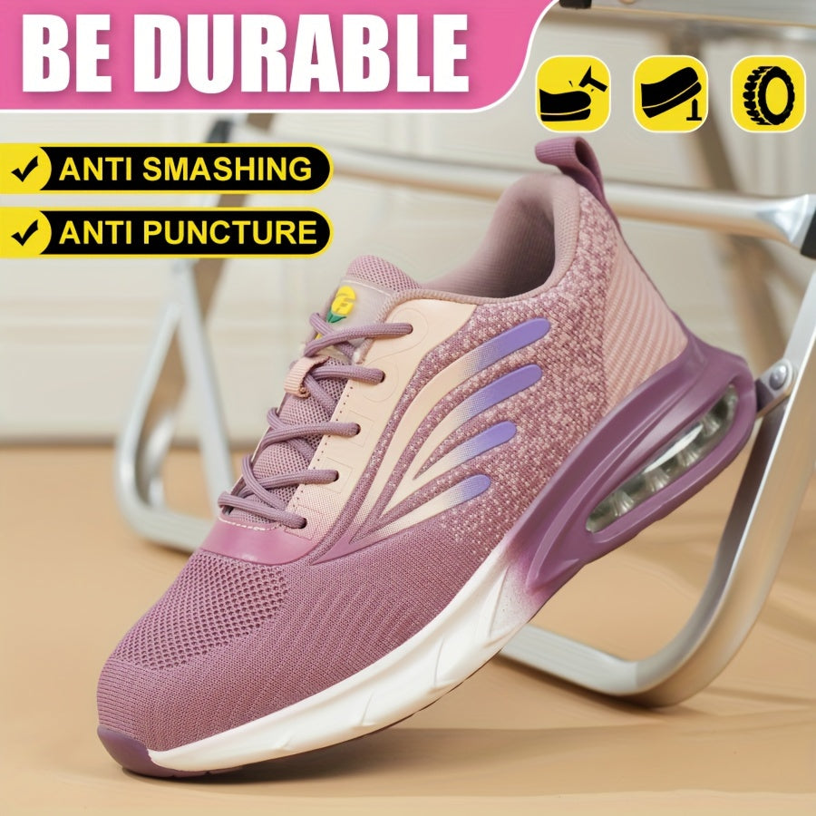 Women's Knitted Soft Air Cushion Work Shoes Steel Toe anti-puncture Industrial Safety