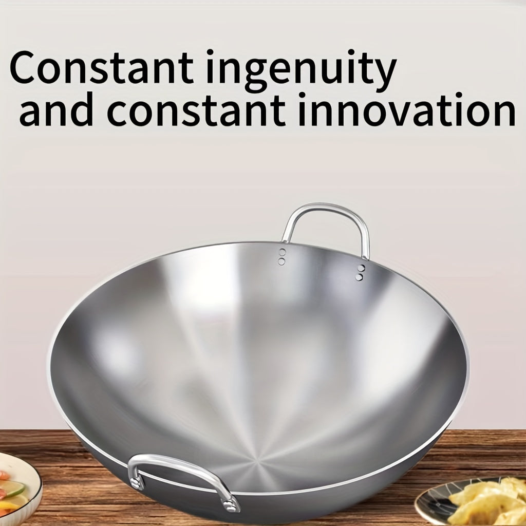 Antiguo sartén de hierro fundido con fondo redondo, doble asa, resistente a altas temperaturas