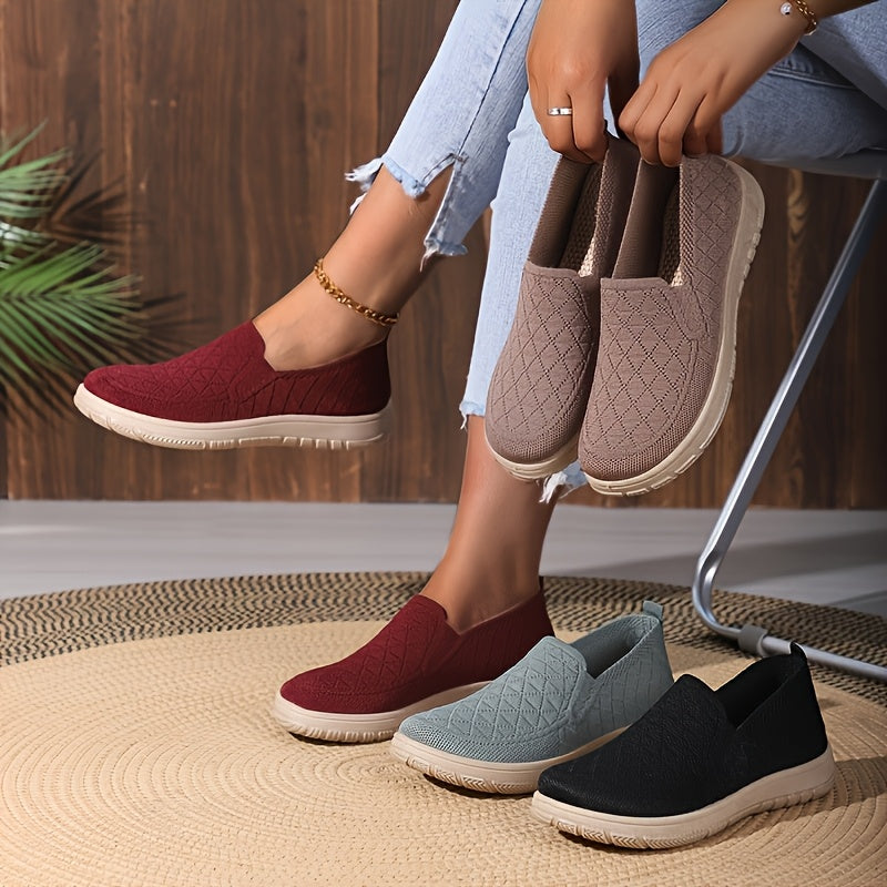 Women’s Slip-On Loafers Lightweight Breathable Fabric Black Casual Shoes