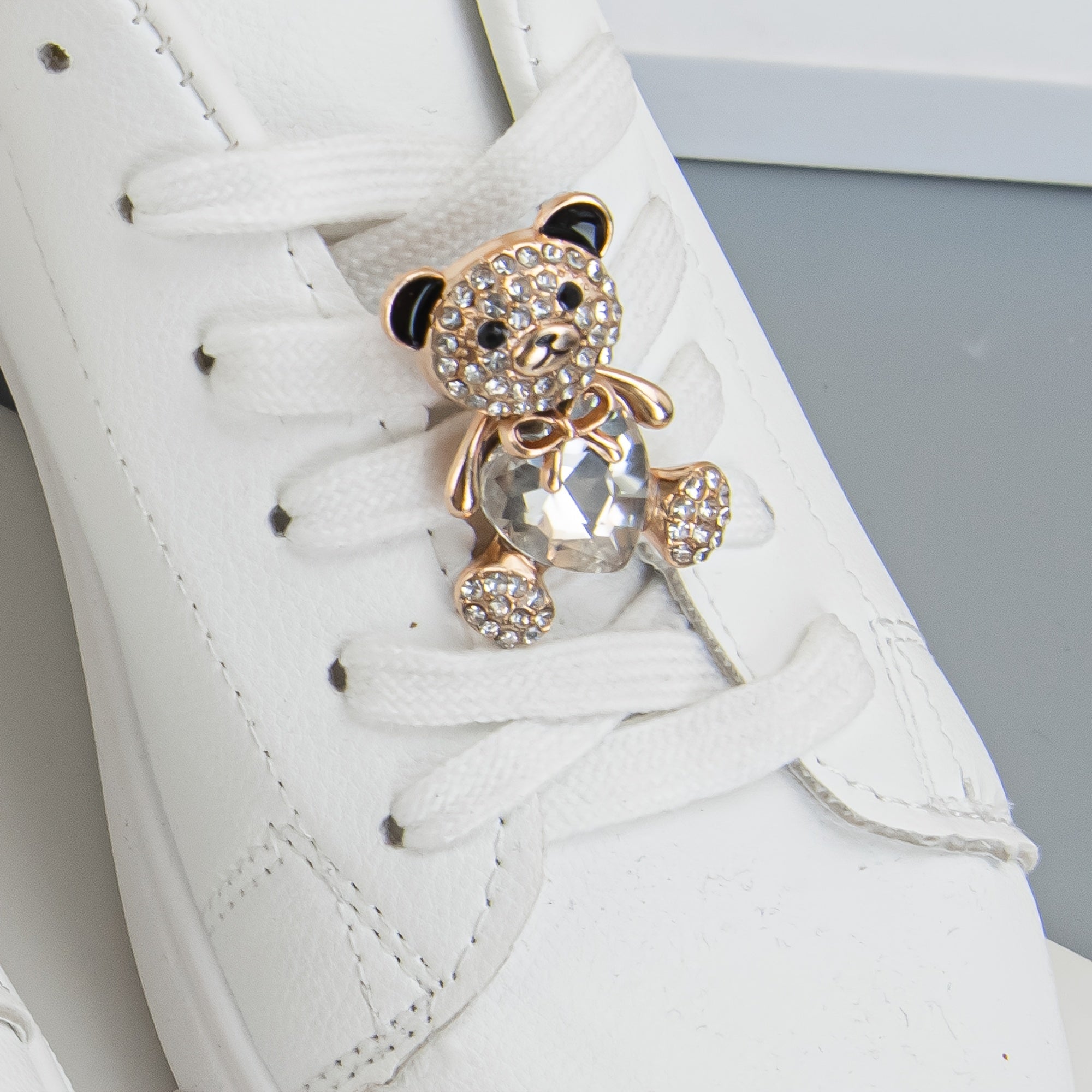 Cute Teddy Bear and Heart Shoe Charms Zinc Alloy Crystal Accents for Sneakers