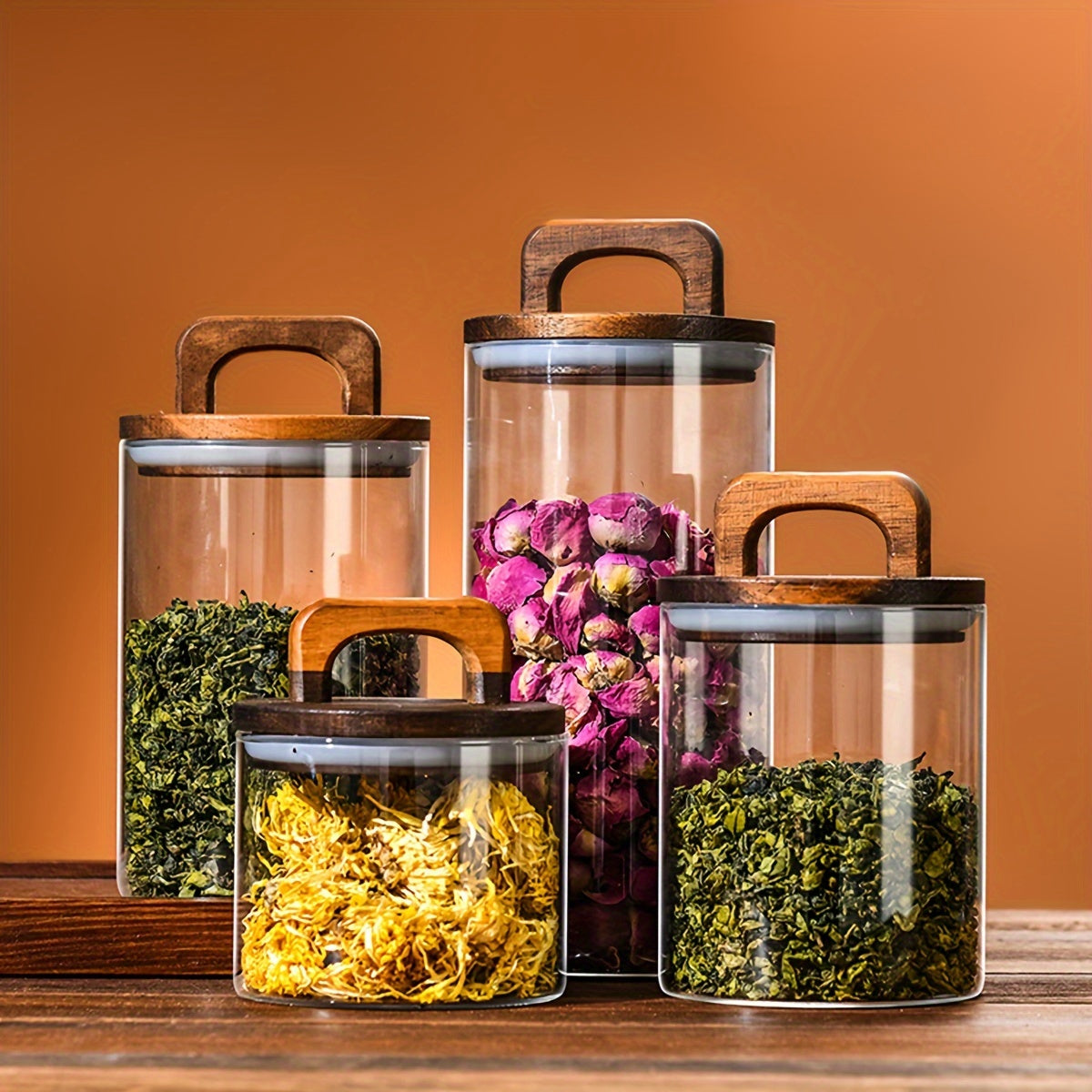 Glass Food Storage Container with Lid 650ml 1100ml Dishwasher Safe Kitchen Organizer