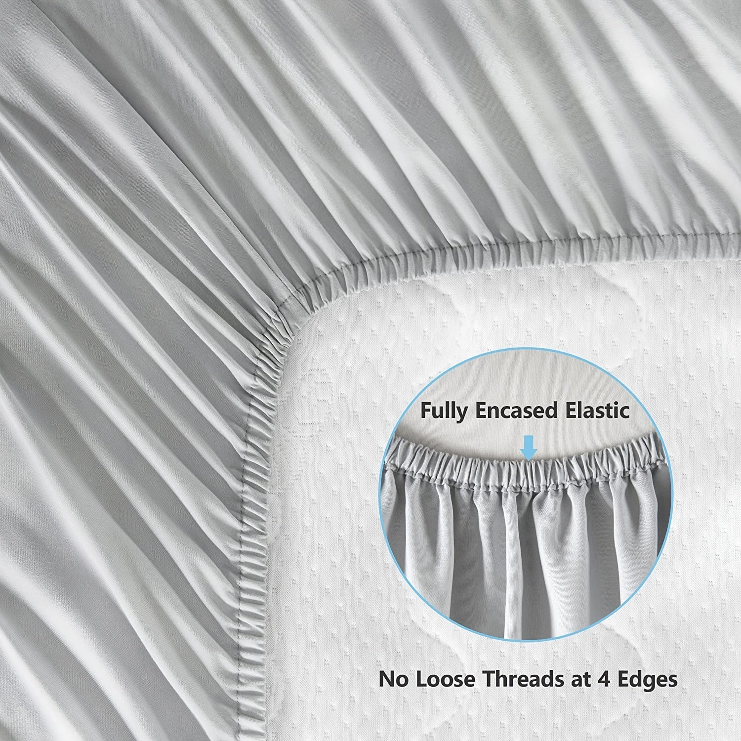 Microfiber Crib Sheet Set for Kids 2 Pieces Solid Color White Light Gray