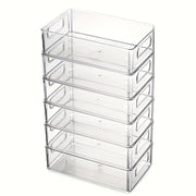 6-Pack Clear Stackable Refrigerator Organizer Bins for Food Storage in Pantry and Freezer
