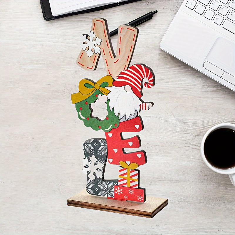 Wooden Christmas Letter Garland with Snowflakes and Dwarves Holiday Decor