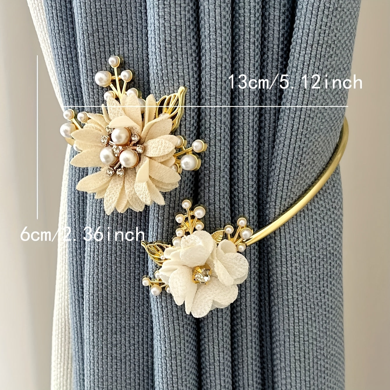 Metal Curtain Tieback with Faux Pearls for Living Room and Bedroom Decor