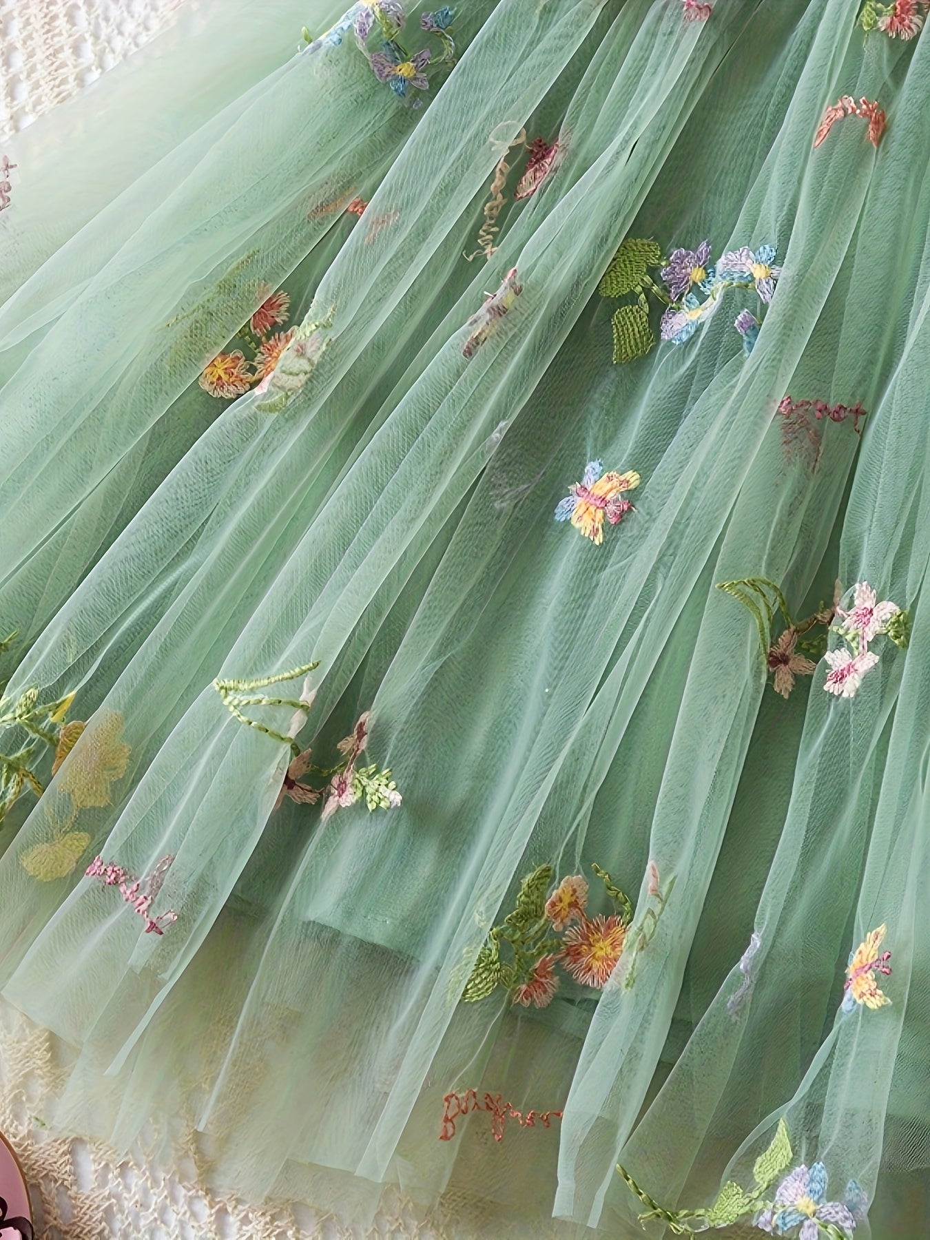 Infant Toddler Girl Summer Mesh Dress Butterfly Embroidery Cap Sleeve Baby Dress