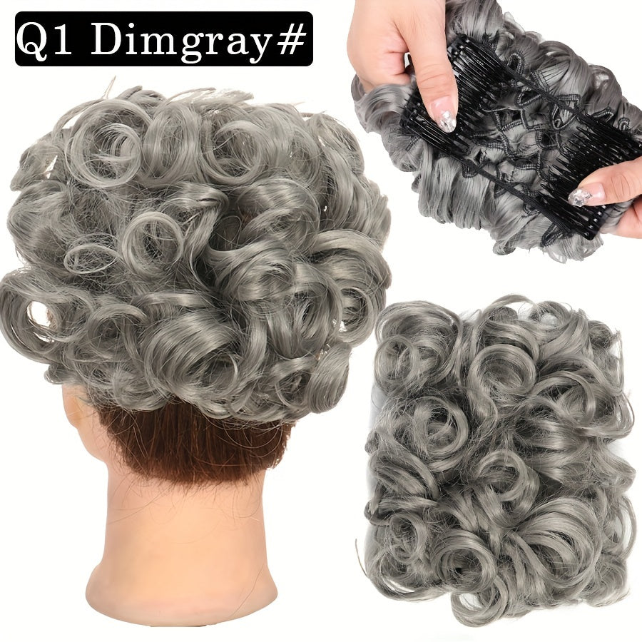 Women's Blonde Synthetic Messy Bun Hair Piece with Flowy Wavy Style