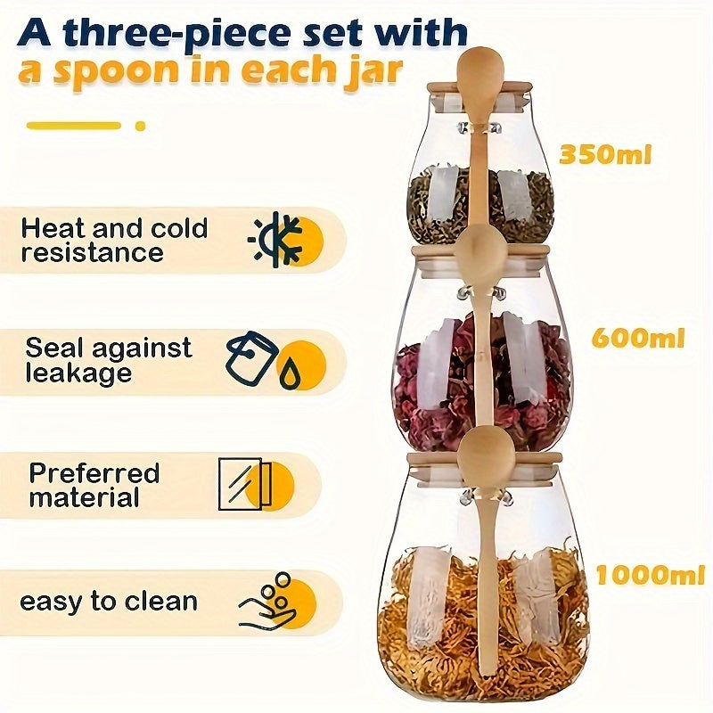 Tarro de almacenamiento de vidrio con cuchara para café, azúcar, té, sal, especias, organizador de cocina