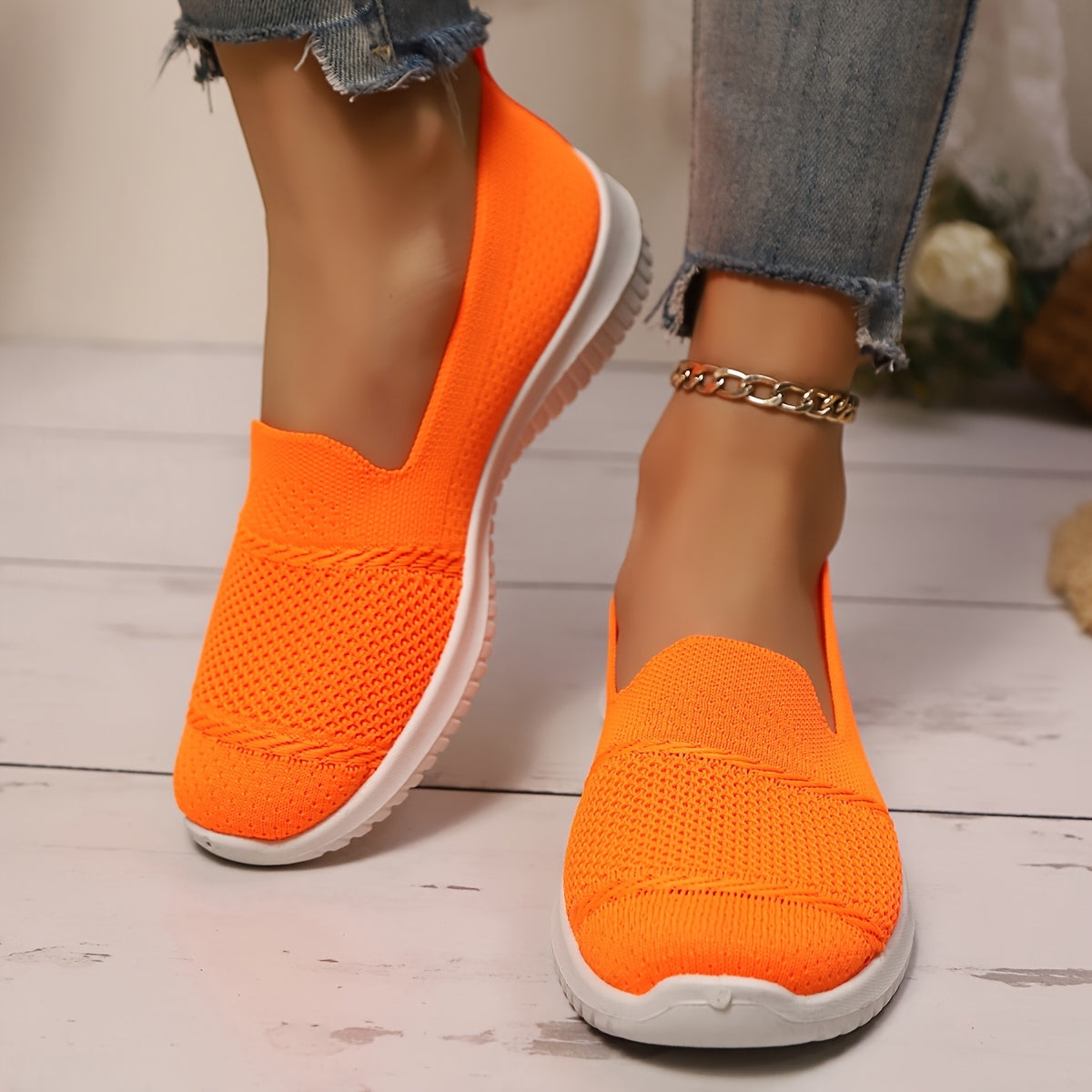 Zapatillas casuales para mujer sin cordones, ligeras y transpirables, zapatos planos