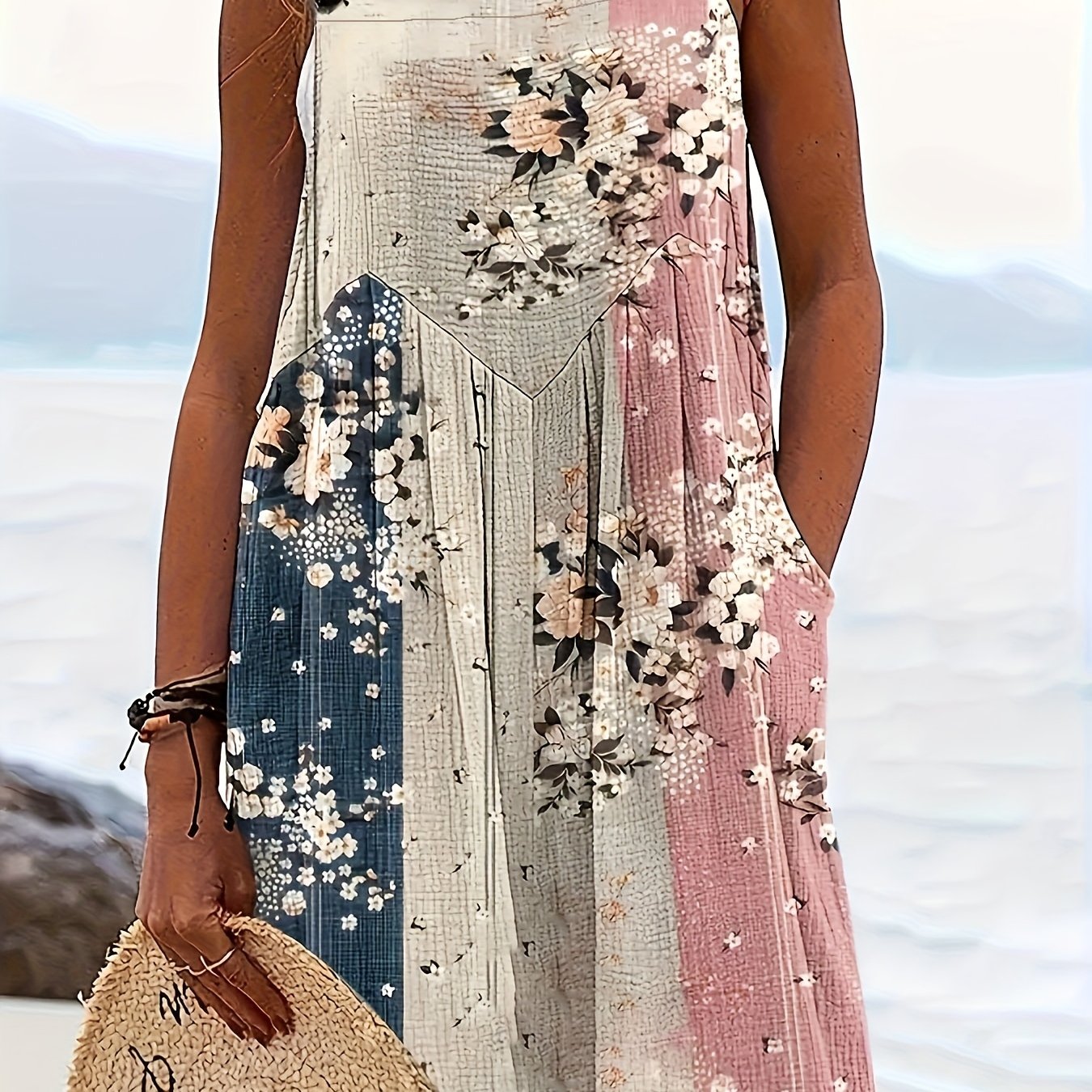 Pantalones cortos de talla grande con estampado floral para mujer, casuales de verano en mezclilla