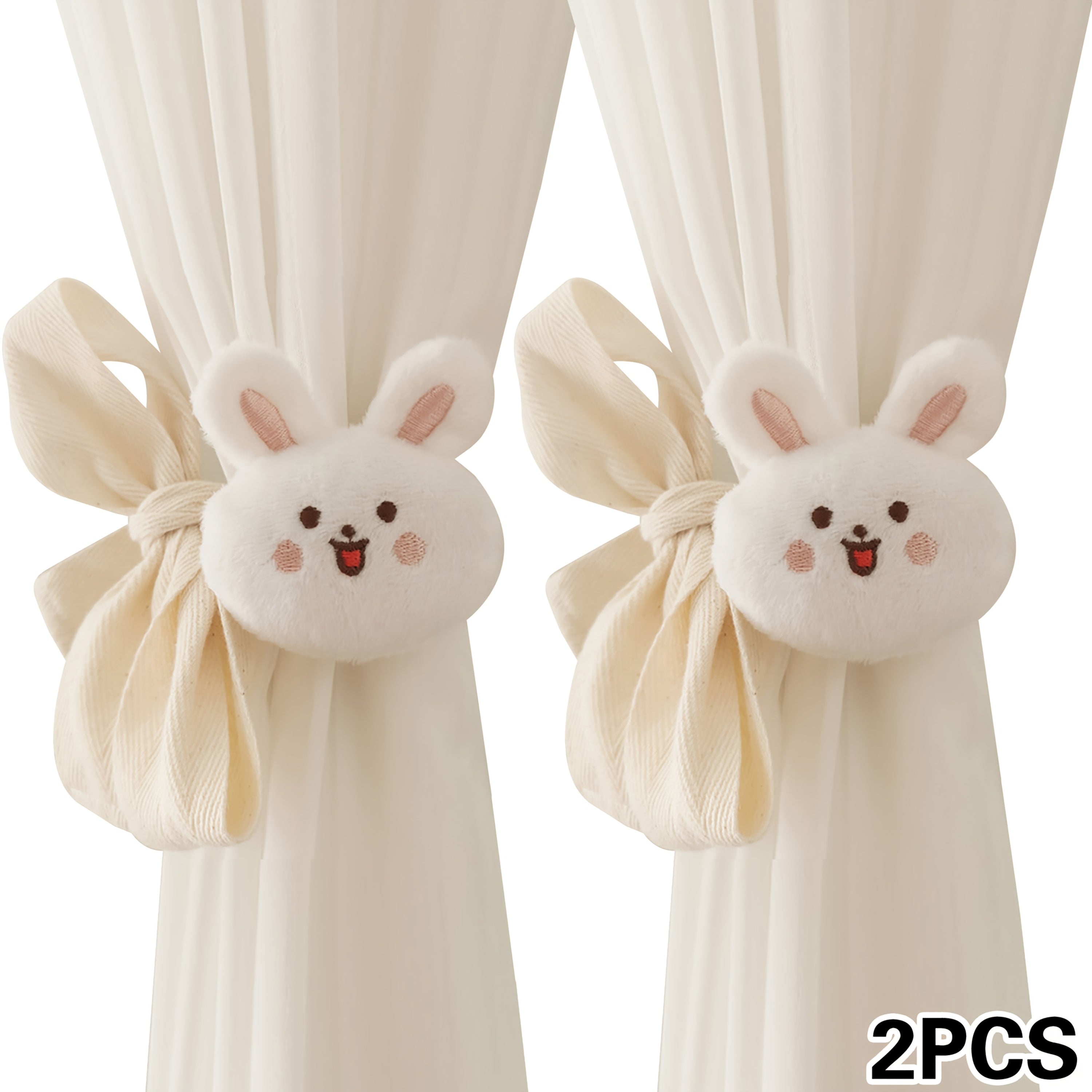 Set of 2 Lion Plush Curtain Tiebacks with 3D Flowers for Bedroom Living Room Decor