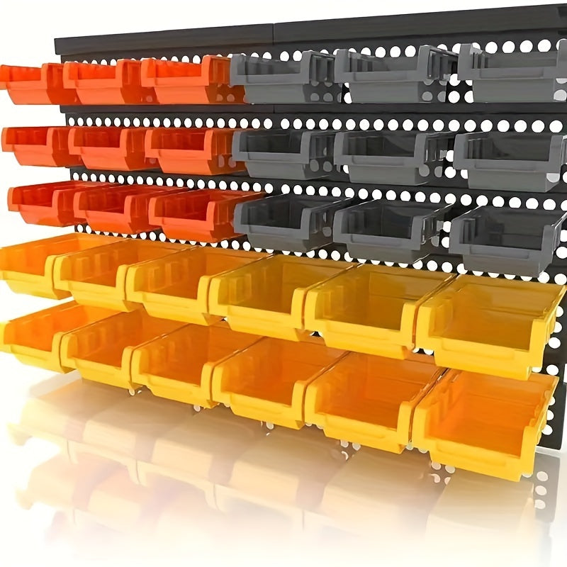 30pcs Wall-Mounted Storage Bin Set for Screws Nuts Bolts Plastic Pegboard Organizer