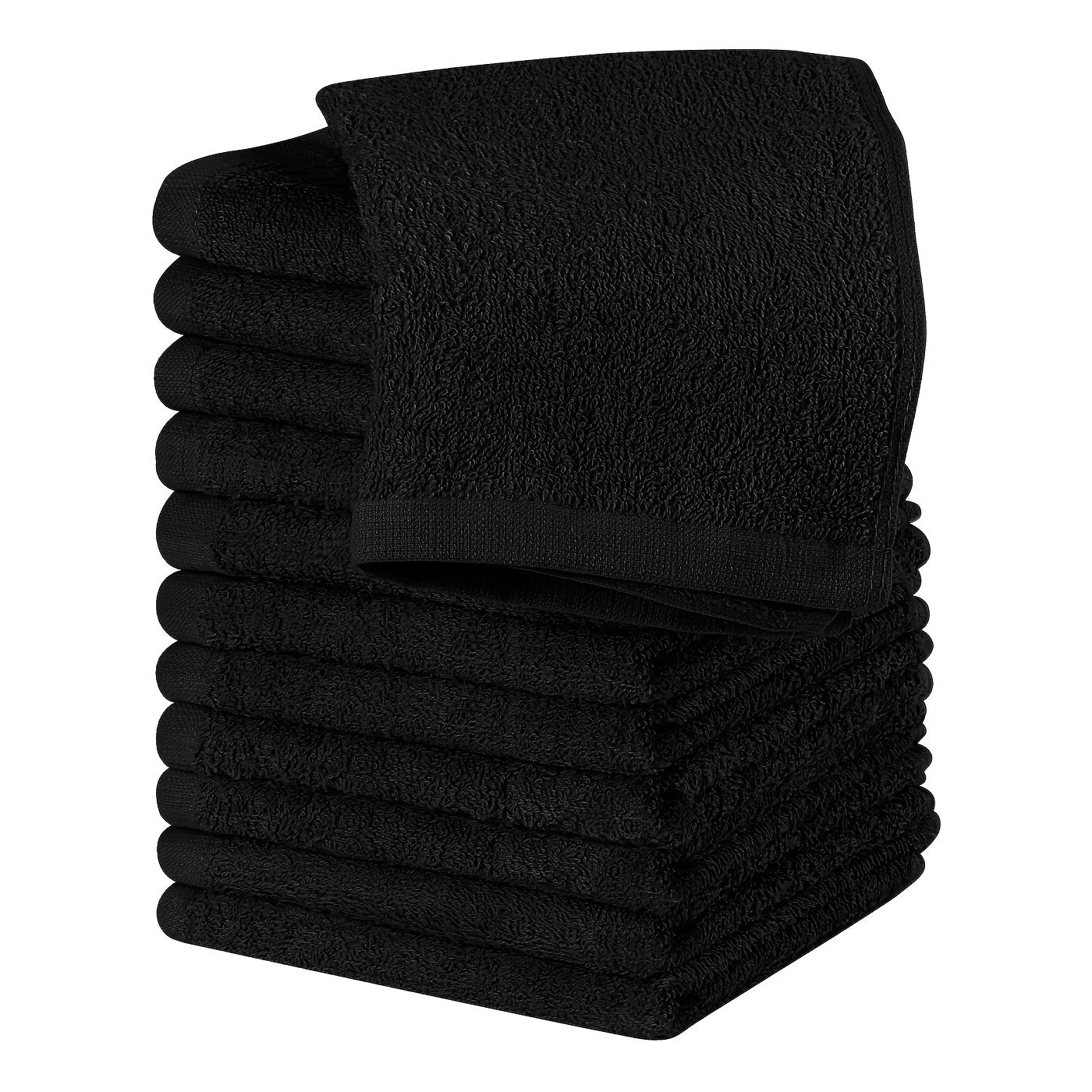6/12 Pack Cotton Wash Cloths Square Soft Absorbent Towels Black 30.48cm