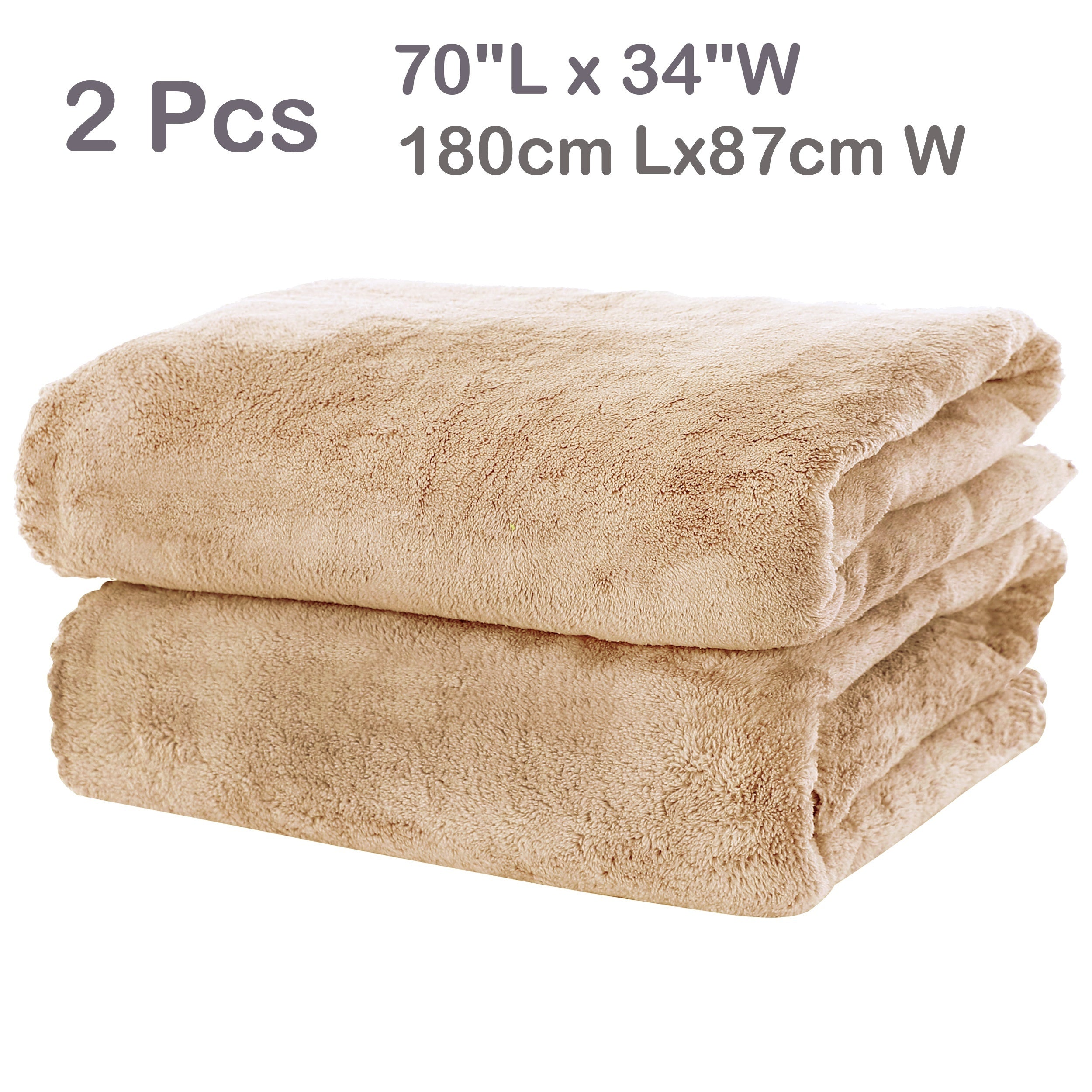 2-Piece Polyester Coral Velvet Bath Towel Set Highly Absorbent Soft for Bathroom Fitness Travel