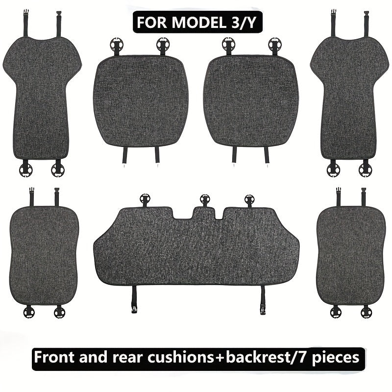 Премиальные льняные передние чехлы для сидений для Tesla Model 3/Y мягкие съемные моющиеся защитные чехлы для автомобильных сидений