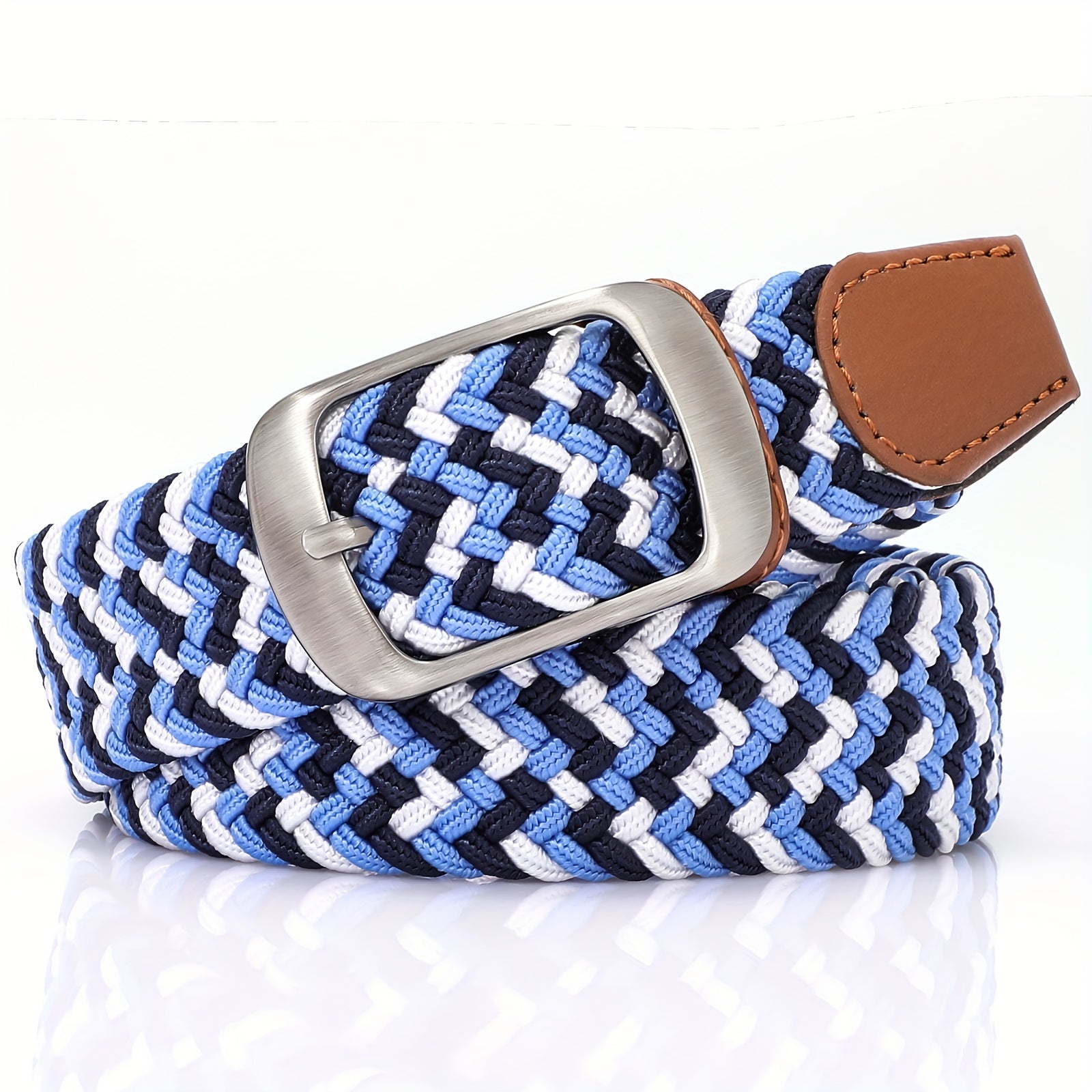 Unisex Solid Color Braided Belt with Pin Buckle for Casual Jeans