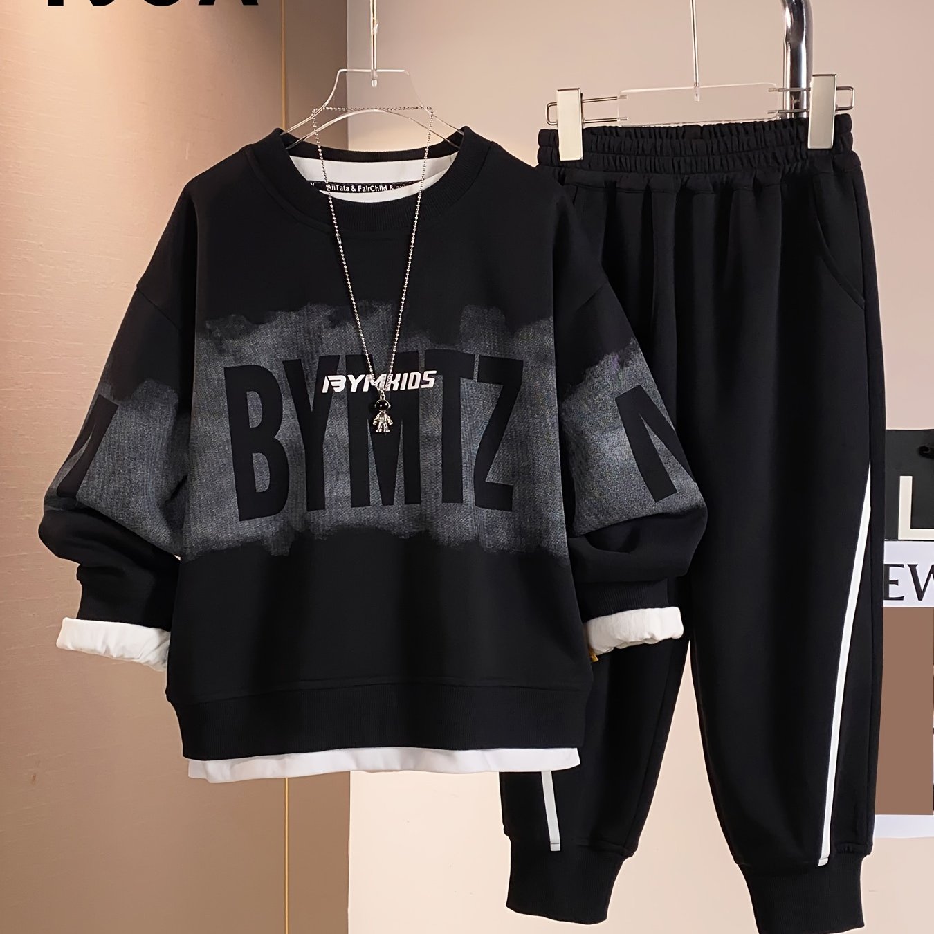 Boys' Cotton Blend Athletic Set Long Sleeve Sweatshirt and Joggers for Spring Fall