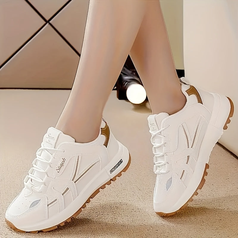 Women's Casual Sports Sneakers All-Season Breathable Lace-Up Mid-Top Shoes