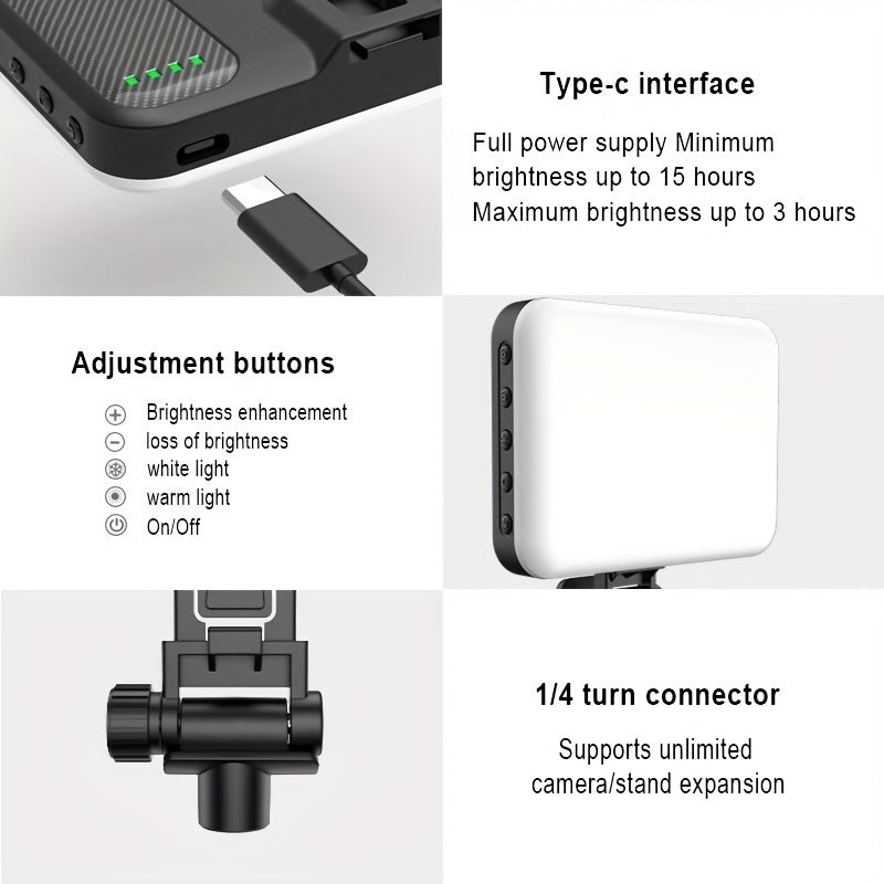 Portable LED Selfie Ring Light with 60 LEDs, Rechargeable 2200mAh Battery, 3 Light Modes for Phone and Camera Use