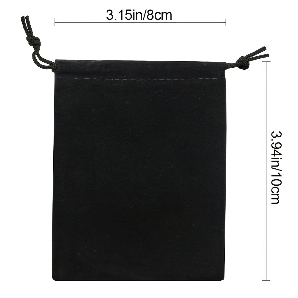 Набор из 50 черных бархатных мешочков для украшений с шнурком для подарков