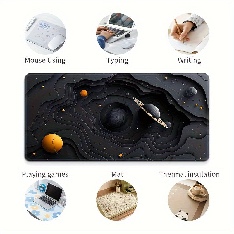 Galactic Space Themed Gaming Mouse Pad Non-Slip Rubber Large Desk Mat for eSports and Gaming