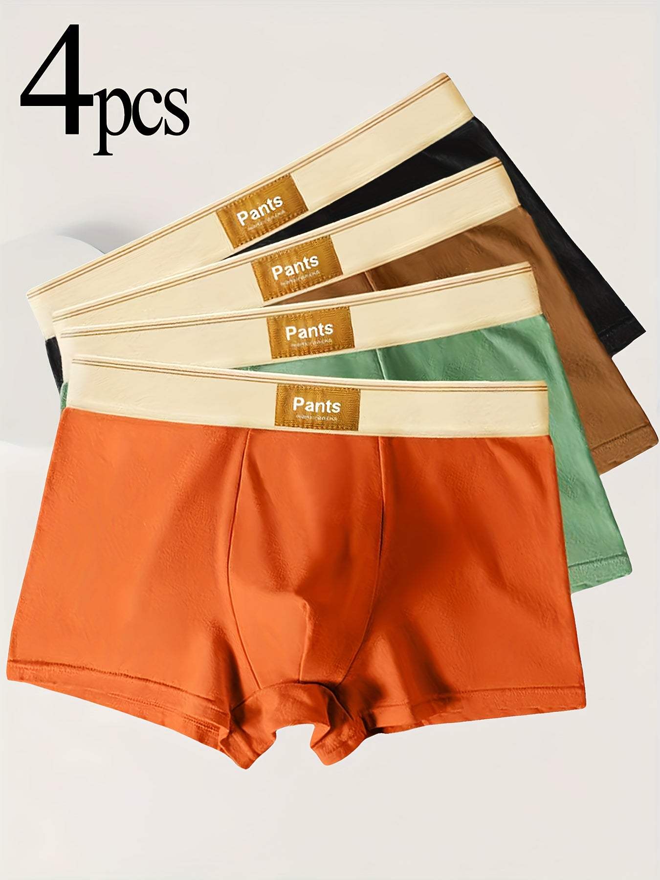 Men's Cotton Boxer Briefs 4 Pack Assorted Colors Elastic Waistband Stretch Fabric