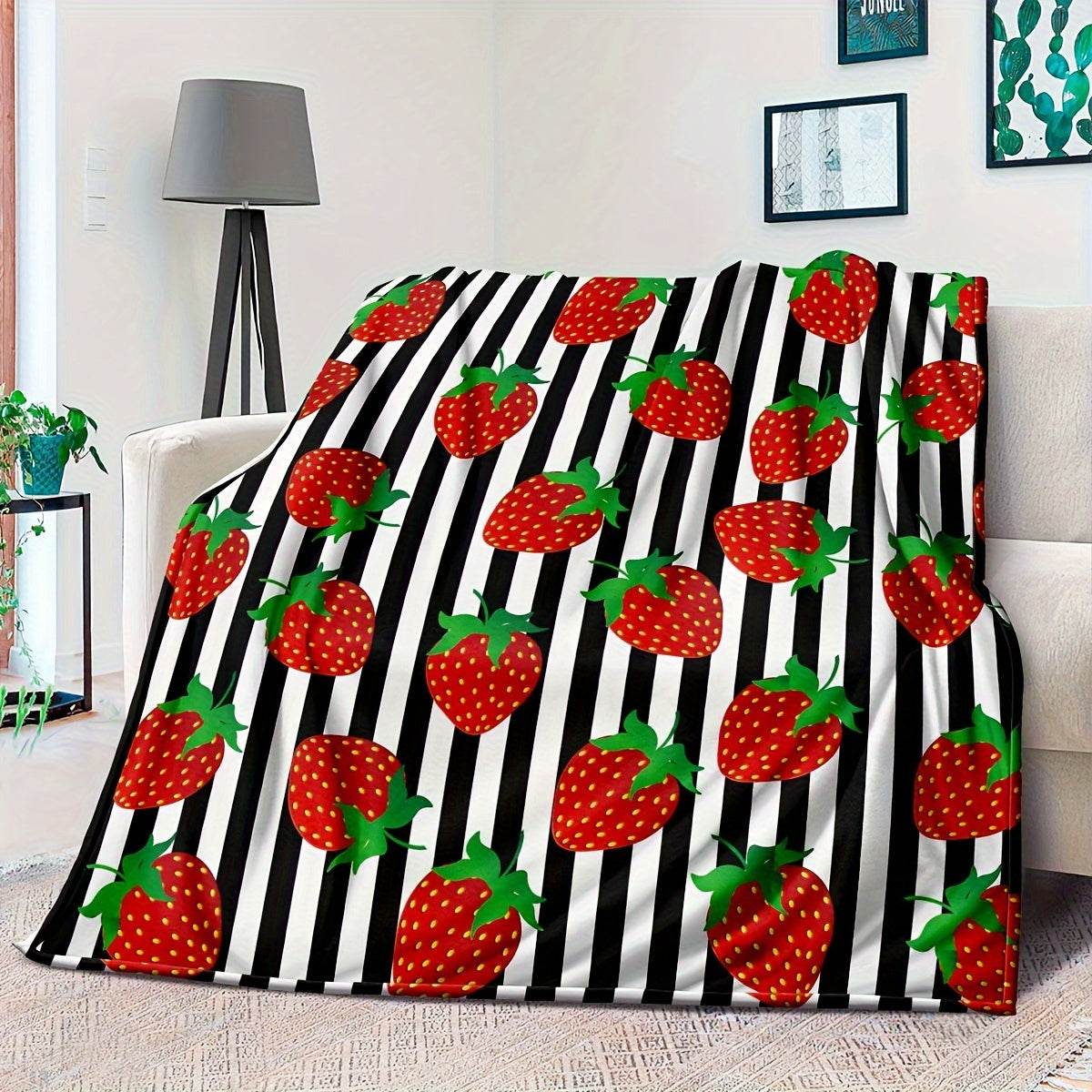 Qora chiziqli mikroflanel fleece yostiqchasi 1 ta raqamli bosma yengil