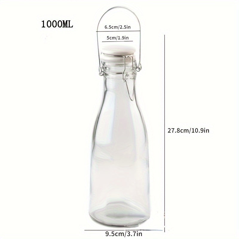 Glass Dispenser Large Capacity for Beverages Milk Juice with Wide Mouth and Handle