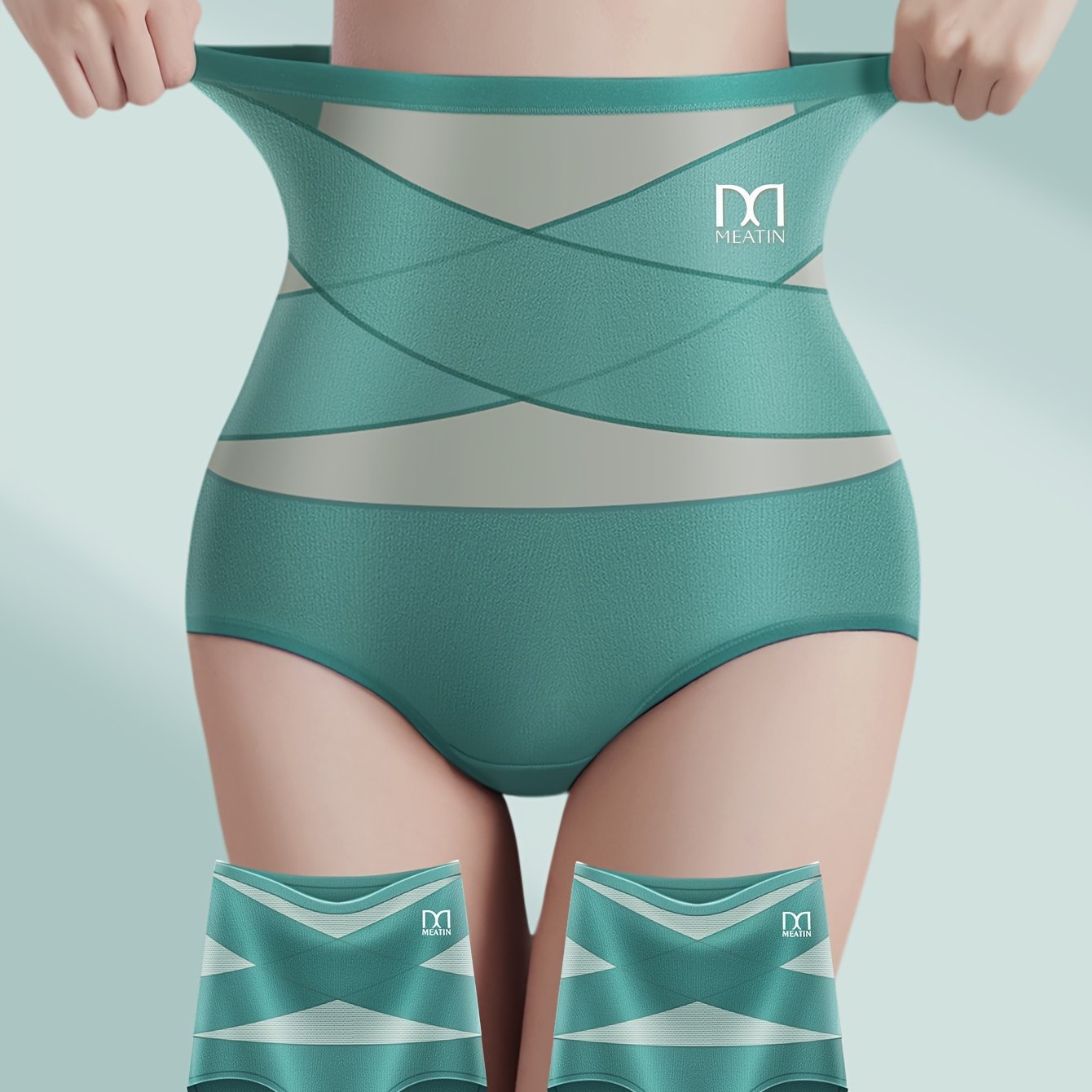 Women's High Waist Tummy Control Panties Mesh Panel Cross-Strap Butt Lift Black Shapewear